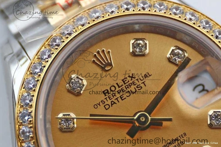 Good Copy Rolex Watches Diamonds Best Jubilee on Diamond Gold Durable Lady 1:1 TWF Bezel Markers NH DateJust SS Dial Edition 28 Bracelet 2133 YG 0102